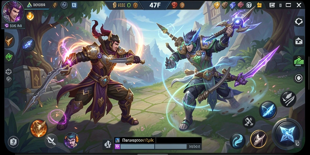 Screenshot menarik dari gameplay seru 47F di arena MOBA.