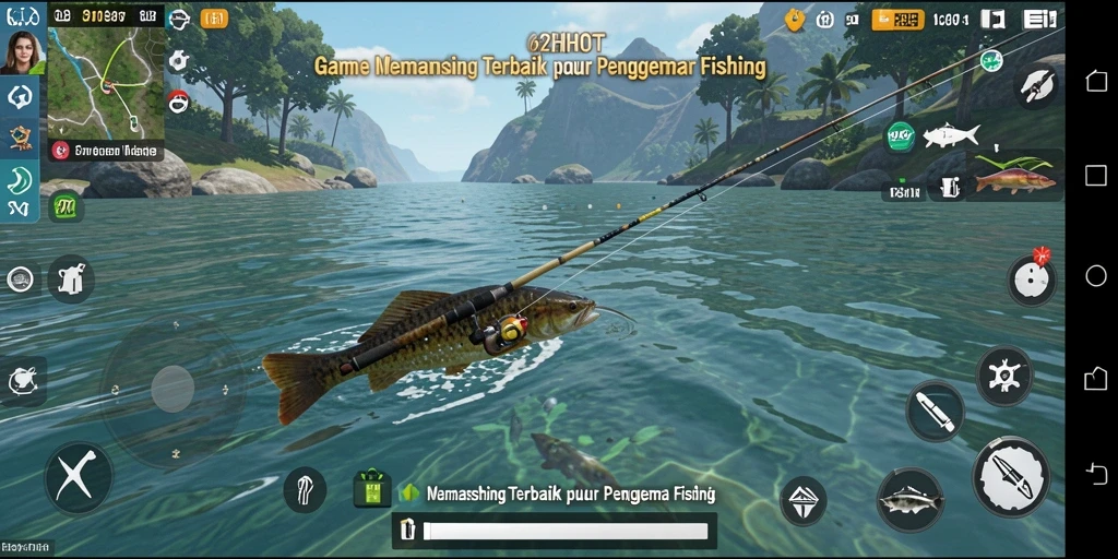 Screenshot gameplay 62HOT yang menampilkan aksi memancing yang seru.