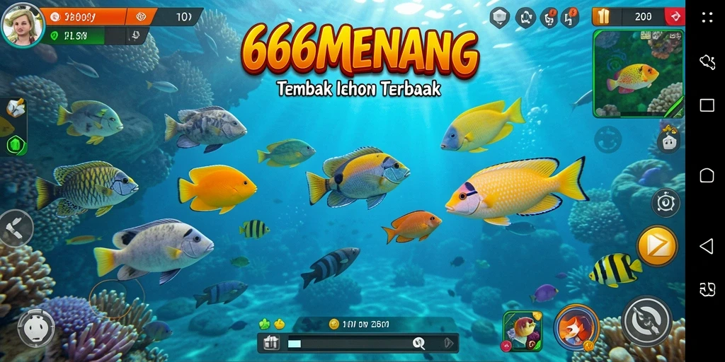 Gameplay seru dalam 666MENANG saat menangkap ikan.