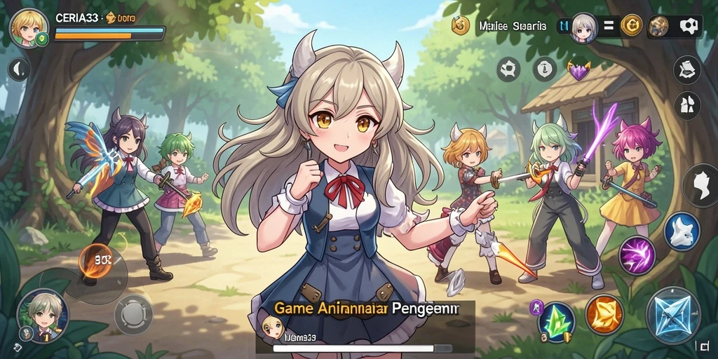 Tampilan gameplay yang seru dan berwarna-warni dalam CERIA33.