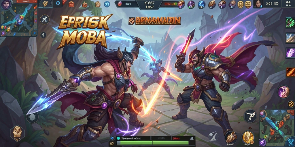 Tangkapan layar KO857 menunjukkan pertarungan seru dalam arena MOBA.