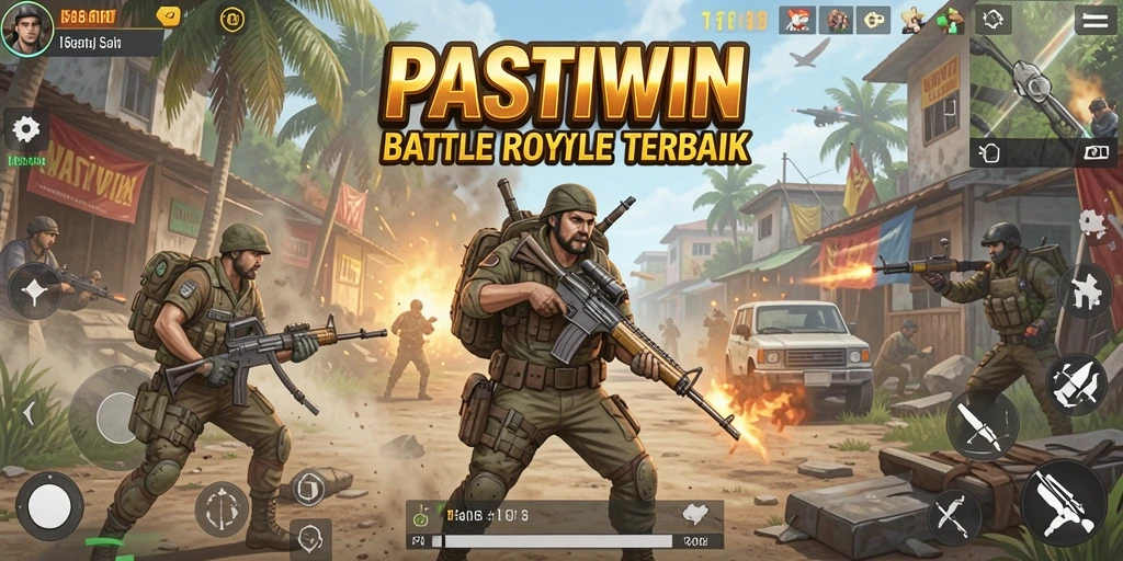 Tampilan gameplay intens PASTIWIN dalam arena pertarungan Battle Royale.