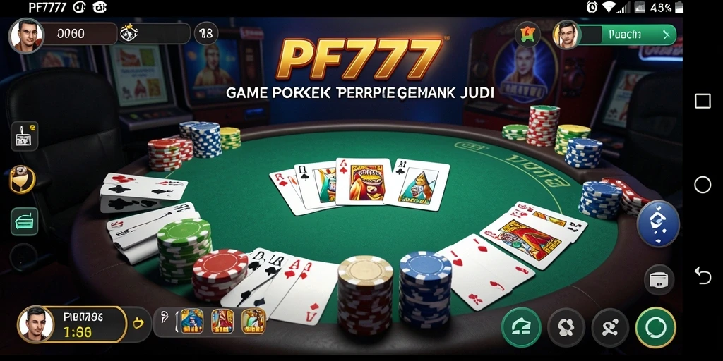 Tampilan seru gameplay Poker di PF777 dengan pemain aktif.